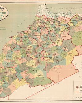 MOROCCO: Maroc au 1,500.000e. Carte des Bureaux de l’Etat-Civil Marocain.