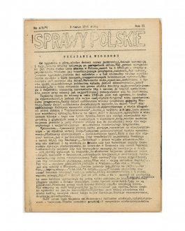 POLISH UNDERGROUND NEWSPAPER: Sprawy Polskie [Polish Affairs] Year II, # 4/5: 3 III 1940.