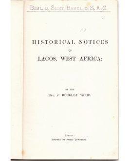 LAGOS, NIGERIA: Historical Notices of Lagos, West Africa.