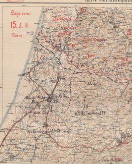WWI MIDDLE EAST – BATTLE OF MEGIDDO: Karte von Mittelpalastina. / Ostjordanland südl. Teil. / ““Geheim!” Lage vom: 15.8.18”.
