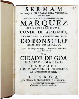 Sermam de Acçam de Graças pela victoria, que alcançou O Illustrissimo e Excellentissimo Senhor Marquez de Castello Novo, Conde de Assumar,